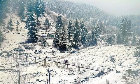Snowfall occured at Tangmarg only on Wednesday.
