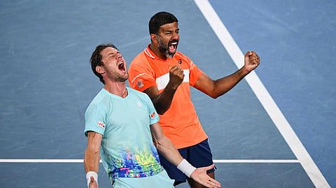 Rohan Bopanna with 
partner Matthew Ebden at 
the Australian Open 2024.