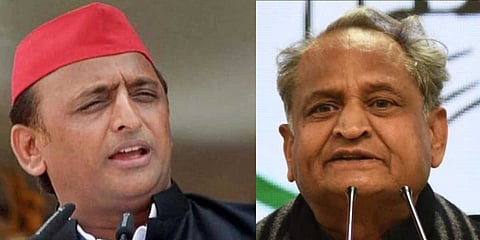 Samajwadi Party (SP) chief Akhilesh Yadav and Congress leader Ashok Gehlot 