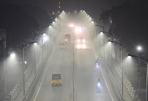 The residents of Chennai woke up to the city covered by dense fog and smoke on Bhogi day which marks the beginning of Pongal festival. 