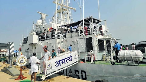 Passengers boarding the Beypore-Lakshadweep passenger ship at the Beypore port
