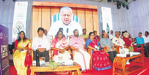 Chief Minister Pinarayi Vijayan virtually inaugurates the International Literature Festival of Kerala at Kerala Sahitya Akademi in Thrissur on Sunday