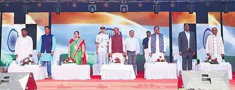 Guests at the platinum jubilee celebration of Chhendipada government high school.