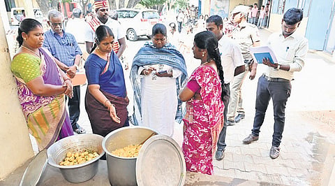 Upon taking inventory of stock at the school, Collector Valarmathi found that only 383 eggs were present for all 344 students for the next two days.