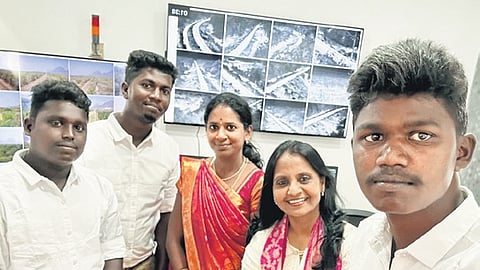 The four youngsters in the newly-opened control room along with Environment Secretary Supriya Sahu 