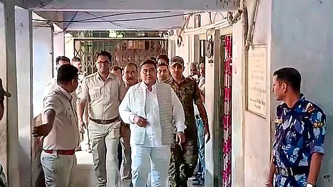 Trinamool Congress leader Sheikh Shahjahan, accused of sexual violence and land grabbing in Sandeshkhali village, being produced at the Basirhat court.