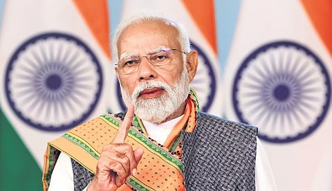 PM Narendra Modi inaugurates foundation stone of railway projects on Monday.