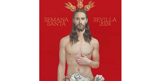 The poster young and handsome Jesus by internationally recognized Seville artist Salustiano García Cruz. 