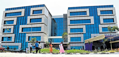 The four-storey building, spread over 63,000 square feet, has facilities like gym and cafeteria. 