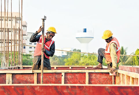 Upgradation works underway at the Begumpet Railway Station under the Amrit Bharat Station Scheme in Hyderabad on Friday. 