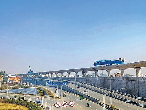 Construction work of the track between Meerut South and Shatabdi Nagar stations on the Delhi-Meerut RRTS corridor underway, in Meerut district