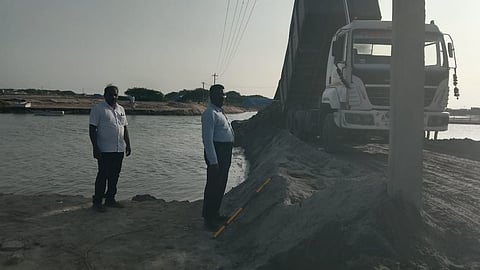 Restoration of disconnected road at Kovalam meenavar colony began on Wednesday.