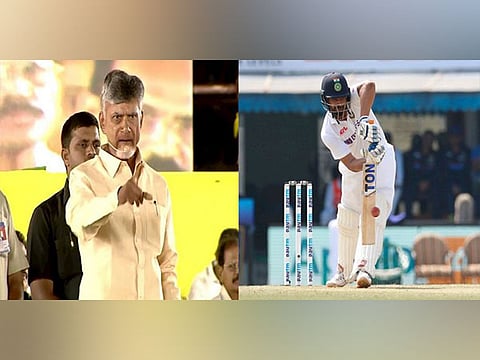 TDP supremo N Chandrababu Naidu and crickter Hanuma Vihari.