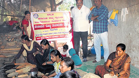 Women at work in one of the rotti units at Gogeri village of Gajendragad | Express