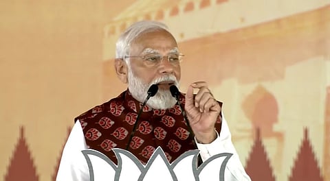 PM Modi at the Sambalpur rally. (Express Photo Service)