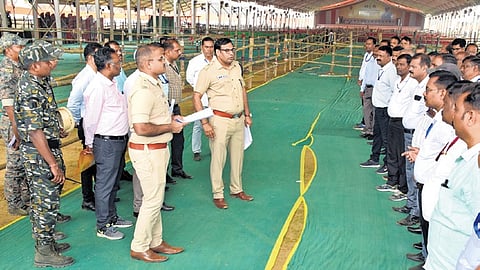Security review underway at a venue in Sambalpur on Friday. 