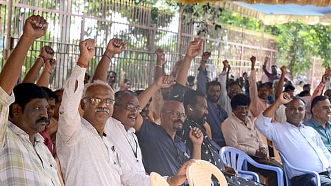 Madras University stage protest.  