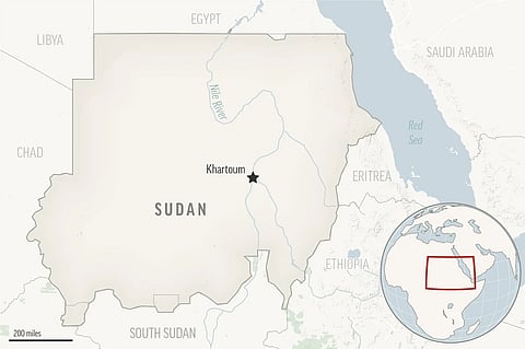 This is a locator map for Sudan with its capital, Khartoum. 
