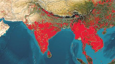 Nasa’s satellite image of forest fires raging across the globe on Saturday, March 30, 2024.