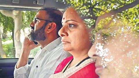 BRS leader K Kavitha being taken to the Rouse Avenue Court in connection with the Delhi liquor policy case 