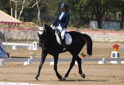 A rider during an event of the Equestrian Federation of India. 