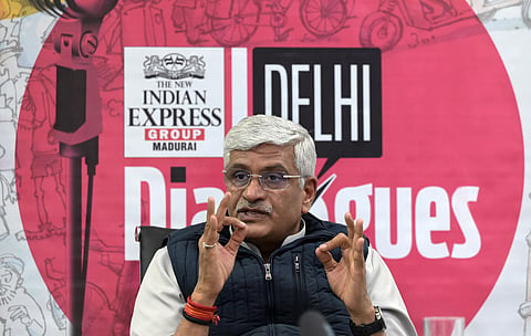 Union Jal Shakti Minister Gajendra Singh Shekhawat at 'Delhi Dialogues' in New Delhi, on March 1, 2024.