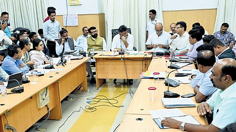 Deputy Chief Minister DK Shivakumar held a meeting with the BBMP, BWSSB and other department officials, to alleviate water shortage this summer at BBMP's Head office in Bengaluru on Monday 