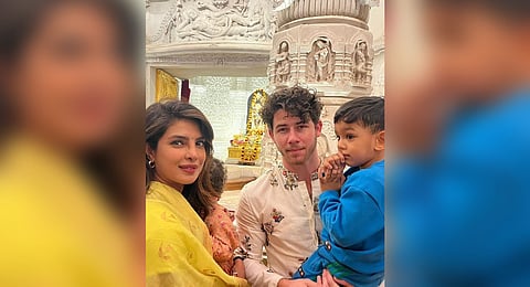 Two-year-old Malti accompanied her parents Priyanka, 41, and Nick, 31, on Wednesday to the temple along with the actor's mother, Madhu Chopra and their security detail.