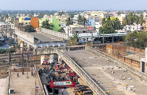 The incomplete rail over bridge at Veppampattu railway station  | Express
