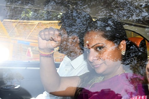 BRS leader K Kavitha being taken to the Rouse Avenue Court