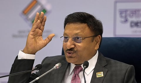 Chief Election Commissioner Rajiv Kumar announced the schedule for the Lok Sabha elections on Saturday  (Photo | Express)
