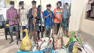 The accused along with the seized materials