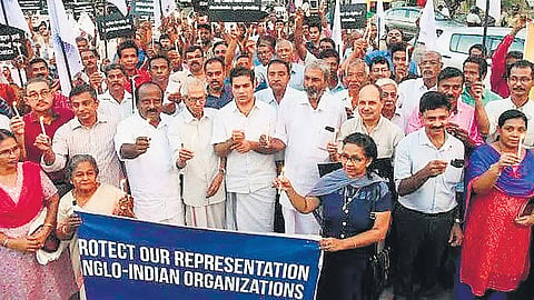A protest by the Anglo-Indian community in Kochi 