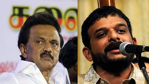 (L-R) DMK president and Tamil Nadu Chief Minister MK Stalin, Carnatic musician TM Krishna. 