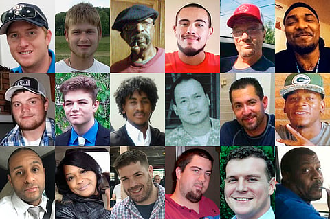 This combination of photo's show each person who died after separate encounters with police in which officers used force that is not supposed to be deadly.