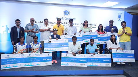  AS Sharvaanica (Chess), M Anslin (Athletics), M Akslin (Athletics), RS Rethin Pranav (Tennis), Barathkumar Karthi (Volleyball), Deeksha Sivakumar (Swimming), J Hemchudeshan (Cricket), G Kamalini (Cricket), Pooja Arthi (Squash) and J Keerthika (Para-Athletics) were honoured at TNSJA scholarship awards.