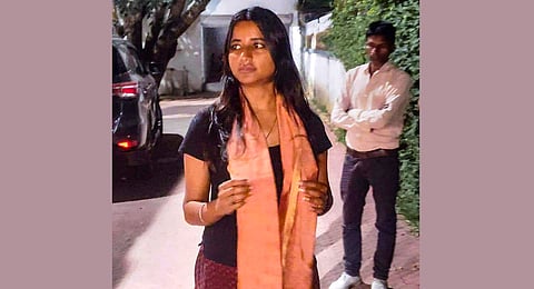 Congress MLA Amba Prasad at her residence after the Enforcement Directorate (ED) conducted seacrches in connection with money laundering cases, in Ranchi, Wednesday, March 13, 2024.