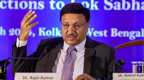 Outgoing Chief Election Commissioner Rajiv Kumar.