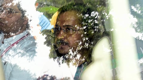 ED team leaves with Delhi CM Arvind Kejriwal to produced  at Rouse Avenue Court, in New Delhi on Thursday.