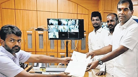 AIADMK’s Aatral Ashok Kumar filed his nomination papers on Monday 