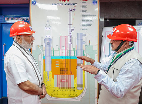 Prime Minister Narendra Modi witnesses initiation of core loading of Indias indigenous Prototype Fast Breeder Reactor at Kalpakkam in Tamil Nadu (Photo | PTI)