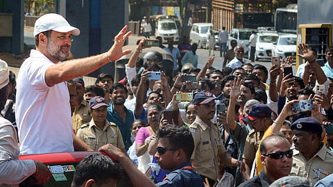 Congress leader Rahul Gandhi  during the last leg of 'Bharat Jodo Nyay Yatra', in Mumbai.