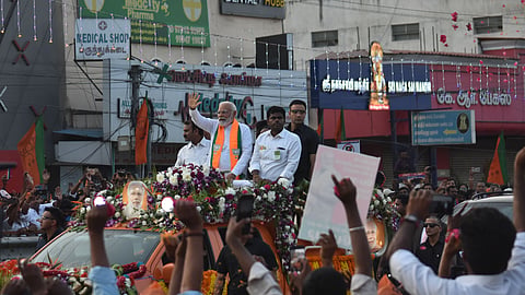Prime Minister Narendra Modi’s roadshow in Coimbatore on March 18.