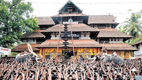 Deities of Thiruvambady and Paramekkavu temples part ways with upacharam at Sree Vadakkunnathan temple Sreemoolasthanam, marking the conclusion of this year’s pooram on Saturday. 