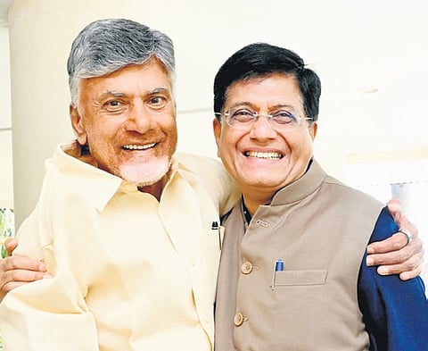 Union minister Piyush Goyal & TDP chief Chandrababu Naidu