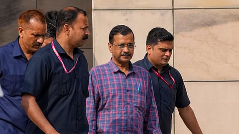Delhi Chief Minister and AAP Convenor Arvind Kejriwal leaves the Rouse Avenue Court in the excise policy-linked money laundering case, in New Delhi, March 28, 2024.