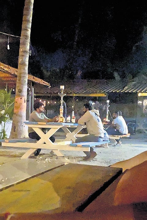 Hookah served illegally to youth at 
a cafe on Bidadi Main Road.