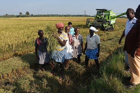 Farmers of Ekanapuram where the proposed greenfield airport at Parandur is announced. 