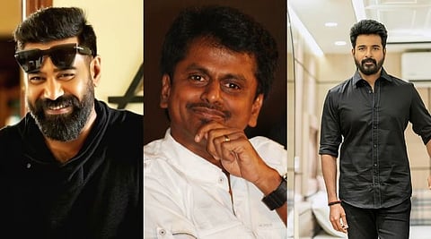 (L-R) Biju Menon, AR Murugadoss, Sivakarthikeyan
