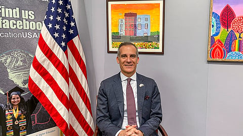 US Ambassador to India Eric Garcetti during an interview with PTI at the American Center, in New Delhi, Friday, April 26, 2024.